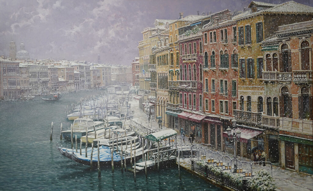 Venecia Nieve en el canal